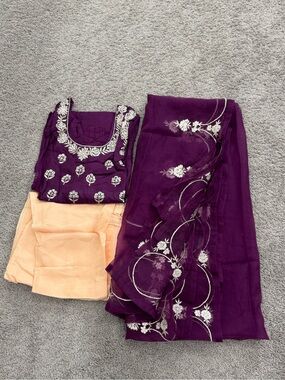 Embroidered Purple & Peach Salwar Kameez Set